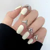 Anéis de cluster 4 pcs anel de cauda de metal personalidade simples legal faca borda abertura ponta do dedo para homens mulheres moda gótico festa jóias ins