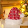 Decorações de Natal Chapéu de Natal Vermelho Macio P Listrado Snowflak Chapéus Papai Noel Cosplay Cap Crianças Adts Xmas Party Decoração Caps Dhhvl