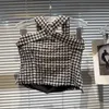 Women's T-Shirt Absgd 2023 Summer New Collection Sleeveless Back Criss-cross Plaid Tank Top Women Vest J240224 J240309