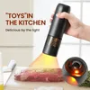 2PC Automatic Pepper Grinder USB Electric Rechargeable Salt Spices Grinder Mill with LED Light Stainless Steel Seasoning Bottle 240304