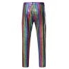 Pants Shiny Gold Rainbow Sequin Plaid Trousers Men Disco Nightclub Stage Prom Bling Pants Men Christmas Party Dancer Singer Costume