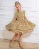 Gold Ball Suknia Kwiatowe sukienki na wesele cekinowe puchowe małe dziewczynki