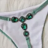 Costume da bagno vintage argento verde mini bikini sexy costume da bagno per donna costume da bagno bikini a triangolo con allacciatura allacciatura