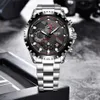 LIGE Fashion Mens Watches Top Luxury Brand Silver Stainless Steel 30m Waterproof Quartz Watch for Men Army Military Chronograph 240227