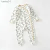 Footies Bébé Barboteuse Footies Pyjamas Pour 0-12 M Nouveau-Né Fille Garçon Vêtements Manches Longues Boutons Bébé Salopette Garçon Fille Vêtements Combinaisons YQ240306