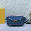 Designerskie torby vintage dżinsowe torebki kobiety torebki na body torebki talia luksusowe torebki hobo torby na ramię niebieskie jeansowe łańcuch kwiatowy torba na torbę sprzęgła portfel