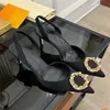 Elegantes Slingbacks Sandálias Sapatos Cetim Mulheres Ouro-Tom Metal Pérolas Ponto Toe Senhora Bombas Elegantes Andando