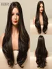 Synthetic Wigs HENRY MARGU Long Dark Brown Body Wave Heat Resistant Natural Cosplay For Black Women Hair7225848