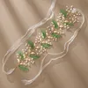 Green Leaf Crystal Pearls Rhinestone Bridal Pannband för brud brudtärna pärlor strass hår vin för bröllop kvinnor och flickor