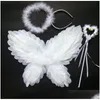 Kostymtillbehör Fjäderfjäril Fary Fairy Angel Wings kostymtillbehör för barn Adts Black White Red Pink Drop Delivery Apparel C DH3PA