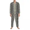 Мужская одежда для сна, серая пижама из змеиной кожи, мужские пижамы с животным принтом, милые осенние комплекты из 2 предметов, свободные пижамные комплекты большого размера с принтом