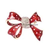 Pins, Brooches Fashion Bowknot Brooches For Women Classic Rhinestone Bow Knot Flower Party Office Brooch Pins Red Crystal Elegant Sca Dhci5
