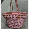 Berühmte Tasche Raffia gewebte Tasche Mini-Umhängetasche Charm-Klappe übergroße Magnetschnalle Handtasche Umhängetasche Damen Sommer Strohtasche Geldbörse