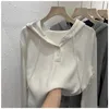 Felpe con cappuccio da donna T-shirt a maniche lunghe con cappuccio 2024 Abito primaverile Giacca maglione casual ampia e sottile di alta qualità Bianco Nero