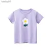 T-shirts T shirts Summer Cotton T 2 Kid Baby Girls Clothes Short Sleeve Infant Cartoon Flower Print Tee Childrens Tshirt 240306