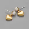 Boucles d'oreilles pendantes délicates dorées, perles d'amour, Chic, luxe, cœur doux, pour fille, automne