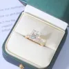 Rts 14k Goud 8ct Head Diamond Iced Out Baguette Verlovingsring Radiant Cut Vvs Moissanite Sieraden Ring voor Vrouwen Gift