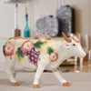 Obiekty dekoracyjne figurki ceramiczne kreatywne ręcznie malowane krowa krowa byk home dekoracje domowe rzemieślnicze dekoracja pokój rękodzieło bydła porcelanowe zwierzęce figurki L240306