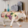 Decoratieve objecten Beeldjes Keramiek Creatief Handgeschilderde Koe Stier Huisdecoratie Ambachten Kamerdecoratie Handwerk Vee Porseleinen Dierenbeeldjes L240306