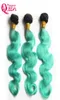 T1B Light Green Ombre Brazilian Body Wave Human Hair Bundles Brazilian Virgin Human Hair Extensions 3 حزم موجة الجسم OMB1780274