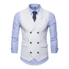 Men's Vests #SV01 # Business Casual Suit Vest Personalized Flip Collar Print Slim Fit Double Breasted Horse Clip