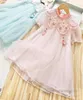 Chinese style girls princess dress with embroidery petals lapel pearls tassel shawl 2pcs sets 2022 summer children039s day part6850036