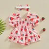 Girl Dresses Baby Summer Clothes Puff Sleeve Ruched Smocked Romper Dress Tutu Tulle Skirt Bodysuit With Headband Set