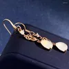 Boucles d'oreilles à tige creuses, gourde, gouttelette d'eau, en forme de moelle de Jade blanc naturel