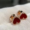 Boucles d'oreilles en argent Sterling 925 de haute qualité, bijoux en Onyx rouge naturel, petit cœur, cadeaux pour femmes