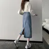 Letnia projektant mody dżinsowa spódnica kobiet podzielona na nogi na nogi Slim Spring A-Line Version ins Student Spódnice