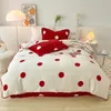 High Quality Polka Dot Print Winter Bedding Set Queen Milk Velvet Duvet Cover with Sheets Quilt Pillowcases Bed Sets 240226