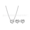 Collana in argento sterling 925 con cuore sublime, simbolo eterno, collana con clavicola, semplice e versatile set di orecchini con fiocco di neve per donna