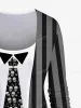 Kostymer 3D -dödskallar slipsar tryckt halloween matchande set gotisk asymmetrisk tshirt mager leggings kvinnor avslappnade randiga tryck kläder xs6x