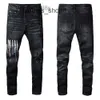 Designer Jeans Trend amirrs-vloeibare gespoten kleurrijke patch met lettergaten, elastische jeans met strakke pijpen 63TB