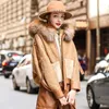 Manteau intégré en fourrure de mouton pour femme, vêtement d'hiver 2024, à capuche, court, en vison, 555m