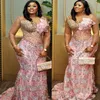 2024 Aso Ebi Pink Mermaid Prom Dress Beaded Sequined Lace Evening Formal Party Second Reception 50th Birthday Engagement Gowns Dresses Robe De Soiree ZJ110