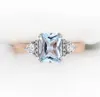 925 Sterling Silver Wedding Rings Gemstone Blue Topaz Rose Gold Plated For Women Luxury Elegant Fine Jewelry ovanliga tillbehör 21398563