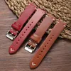Watch Bands New Oil Wax Leather Strap 18mm 19mm 20mm 22mm Vintage Band Black Blue Brown Available Handmade band Accessories L240307