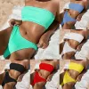 Mode Bikini Getextureerde Badmode Vrouwen Hoog Uitgesneden Badpak Vrouwen Badpakken Effen Braziliaanse Bikini Set