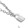 Pendentif Colliers Collier de cadenas à la mode pour femmes or Sier serrure en forme de pendentif chaînes filles mode bijoux cadeau livraison directe Jewe Dh2Vl