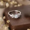 Bagues de cluster Bague en argent pur 925 pour femme décorée avec des "ailes de zircon papillon opale" style doux et charmant pour porter en famille ou comme cadeau