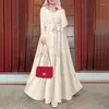 Abbigliamento etnico Abaya Abito lungo da donna a maniche lunghe Abito musulmano con lacci Caftano allentato Dubai Abito casual Jilbab Abito arabo Islamico Eid Ramadan