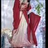 Ретро китайский стиль красный vestido Hanfu платье косплей Женщины Традиционная печатная длинная юбка 5 кусок набор элегантная вечеринка для девочек 240220