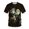 Men's T-shirts 3d Mens T-shirt Animal Wolf Cool Round Neck Short Sleeve