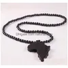 Naszyjniki wisiorek Hip Hop drewniana mapa Afryki w zawieszki naszyjniki drewniane koraliki koraliki łańcuchy dla kobiet mężczyźni biżuteria hiphop dar d prezent deliv dh5n8