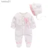 Footies 2020 primavera bebê recém-nascido menina footies 0 3 meses algodão branco manga longa macacão de bebê com footies outfit roupas de bebê menina yq240306