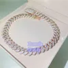 Colares de diamante gelado de 18 mm Prong Miami Cuban Link Chain para homens joias de hip hop banhadas a ouro rosa gelado