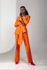 Pantaloni da donna arancione brillanti abiti da moda estiva da donna blazer giacca abbigliamento ospite con fascia 2 pezzi