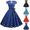 Klänning kvinna retro klänningar audrey hepburn 1950 -tal 60 -talet rockabilly polka dot tryckt bowknot pinup boll klänning party klänning robe vestidos#g3