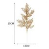 Decorative Flowers 10/5Pcs Glitter Gold Leaves Christmas Tree Decoration Pendant Flower Artificial Plants Pine Branches Decor For Home